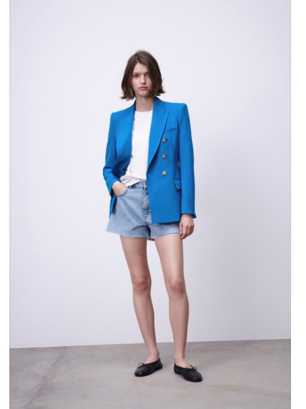 NWT Zara Women’s Double-Breasted Blazer Jacket in Bright Blue Large